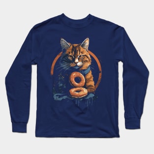 Cat loving donuts Long Sleeve T-Shirt